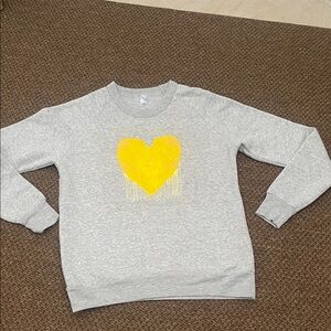 Gray Sweatshirt with Yellow Heart Design